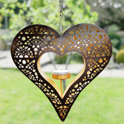 Dibor Black And Gold Hanging Heart Decorative Tealight Holders - thumbnail 1