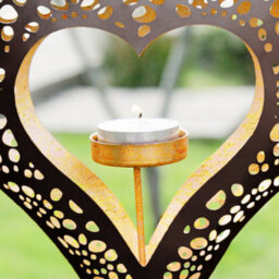 Dibor Black And Gold Hanging Heart Decorative Tealight Holders - thumbnail 4