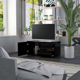 Vidaxl Tv Cabinet Black 80X34X36 Cm Engineered Wood - thumbnail 3