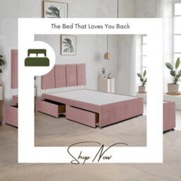 Pink Plush Fabric 5Ft King Size Bed Frame With 20 Inch Vertical Line Headboard And 2 Drawers - thumbnail 4