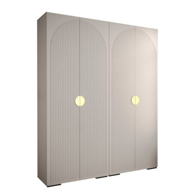 Arte Elegant Manhattan I Hinged Door Wardrobe W2000mm H2370mm D470mm - Pristine White, Gold Handles, Customisable Storage - image 1