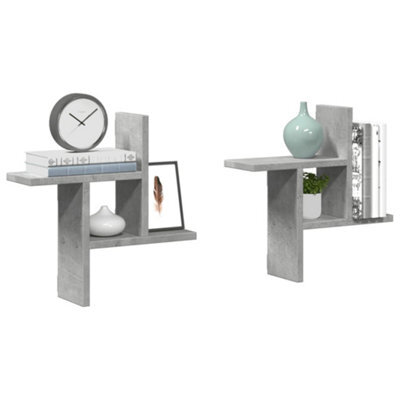 Vidaxl Wall Shelves 2 Pcs Concrete Grey 38X12X38 Cm Engineered Wood - image 1