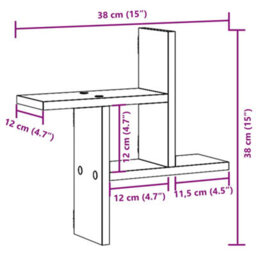 Vidaxl Wall Shelves 2 Pcs Concrete Grey 38X12X38 Cm Engineered Wood - thumbnail 3