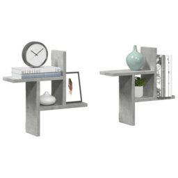 Vidaxl Wall Shelves 2 Pcs Concrete Grey 38X12X38 Cm Engineered Wood - thumbnail 1