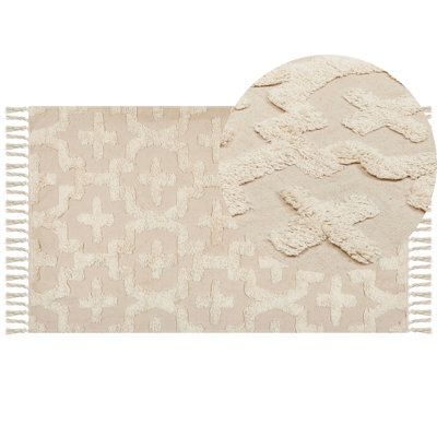 Beliani Rug Itanagar Beige 80 X 150 Cm Cotton - image 1