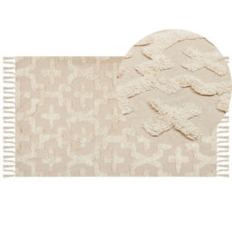 Beliani Rug Itanagar Beige 80 X 150 Cm Cotton - thumbnail 1