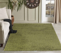 Modern Extra Large Small Soft 5Cm Shaggy Non Slip Bedroom Living Room Carpet Runner Area Rug - Green 120 X 170 Cm - thumbnail 2