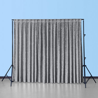 Neel Blue 4X1M Crushed Velvet Backdrop, Photography Background Blackout Curtain - Silver - image 1