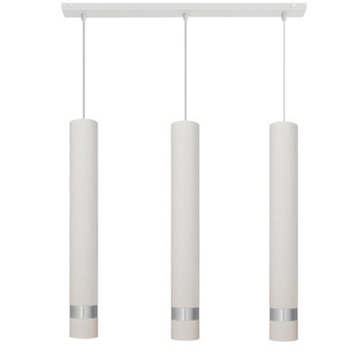 Luminosa Lighting Luminosa Tuba Straight Bar Pendant Ceiling Light White, Chrome 60Cm - image 1
