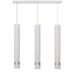 Luminosa Lighting Luminosa Tuba Straight Bar Pendant Ceiling Light White, Chrome 60Cm - thumbnail 1