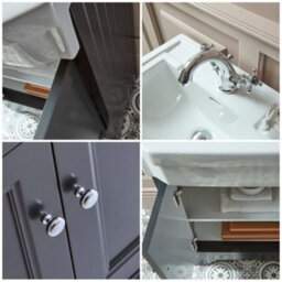 Homestylestore Black Grey 570mm Bathroom Vanity Unit And Round Chrome Handles - thumbnail 2