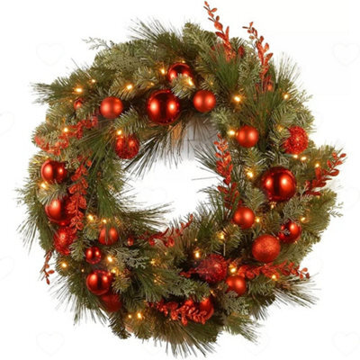 Amorly 40Cm Rattan Base Christmas Wreath, Festival Venue Arrangement Prop, Decorative Hanging Wreath For Front Door, Indoor Xmas Styling - image 1