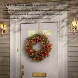 Amorly 40Cm Rattan Base Christmas Wreath, Festival Venue Arrangement Prop, Decorative Hanging Wreath For Front Door, Indoor Xmas Styling - thumbnail 4