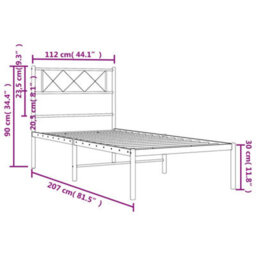 Berkfield Metal Bed Frame With Headboard Black 107X203 Cm - thumbnail 9