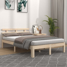 Berkfield Bed Frame Solid Wood 140X190 Cm - thumbnail 1