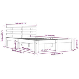Berkfield Bed Frame Solid Wood 140X190 Cm - thumbnail 8