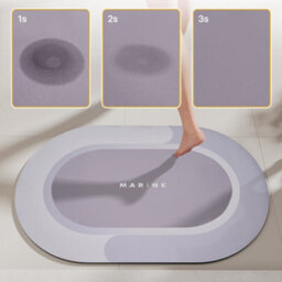 Darphe Light Blue Oval Soft Absorbent Non Slip Diatomite Bath Mat 60Cm L X 40Cm W - thumbnail 6
