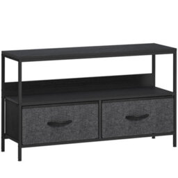 Wyld Haus Avatera 98Cm Compact Tv Storage Unit In Black And Charcoal Grey With 2 Fold-Down Fabric Drawers - thumbnail 2