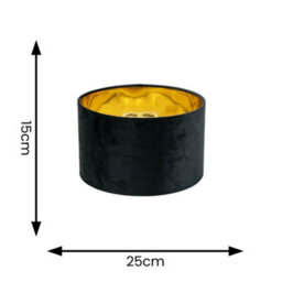 Valuelights Reni Black Velvet & Gold Inner Drum Ceiling Lamp Shade (D)25Cm - thumbnail 5