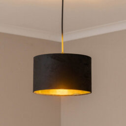 Valuelights Reni Black Velvet & Gold Inner Drum Ceiling Lamp Shade (D)25Cm