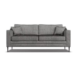 Aspen Grey Velvet 3 Seater Sofa With Foam Seat Cushion, Piped Detailing, Black Metal Stiletto Legs & Accent Pillows - thumbnail 4