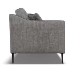Aspen Grey Velvet 3 Seater Sofa With Foam Seat Cushion, Piped Detailing, Black Metal Stiletto Legs & Accent Pillows - thumbnail 5