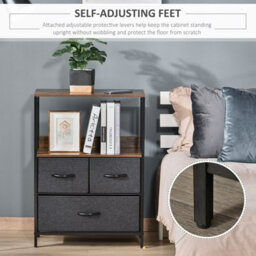3 Drawer Storage Chest Unit Home W/ Shelves Home Living Bedroom Black - thumbnail 5