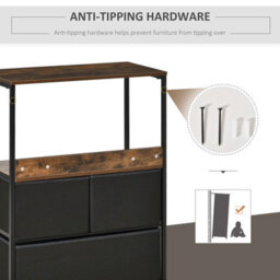 3 Drawer Storage Chest Unit Home W/ Shelves Home Living Bedroom Black - thumbnail 4