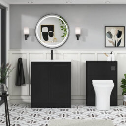 Royal Bathrooms Elmore 700mm Traditional Floor Standing 2 Door Bathroom Vanity Unit With Matt Stone Basin Sink Matt Nocturne Black - thumbnail 4
