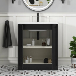 Royal Bathrooms Elmore 700mm Traditional Floor Standing 2 Door Bathroom Vanity Unit With Matt Stone Basin Sink Matt Nocturne Black - thumbnail 5