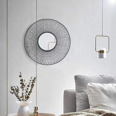 Aspect Furniture Juliet Round Accent Mirror,sunburst Design,black - image 1