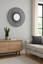 Aspect Furniture Juliet Round Accent Mirror,sunburst Design,black - thumbnail 2