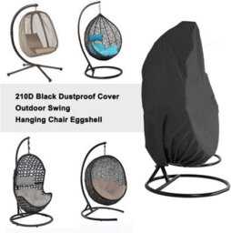Hanging Chair Cover, Outdoor Rattan Egg Swivel Stand Cover Garden Furniture Protector, 190 X 115 Cm, Black - thumbnail 2