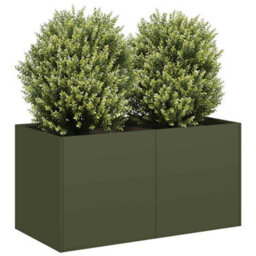 Berkfield Planter Olive Green 80X40X40 Cm Cold-Rolled Steel - thumbnail 1