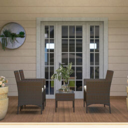 Outsunny 4 Piece Rattan Garden Furniture Sofa Set With Cushions, Brown - thumbnail 9