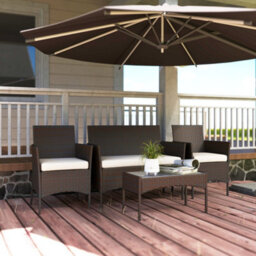 Outsunny 4 Piece Rattan Garden Furniture Sofa Set With Cushions, Brown - thumbnail 8