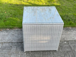 Fimous Light Grey Rattan Cube Side Table Corner Tea Coffee Table Outdoor Garden Furniture - thumbnail 3