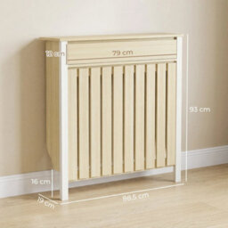 Radiator Cover With Drawer And Vertical Slats Oak - thumbnail 2