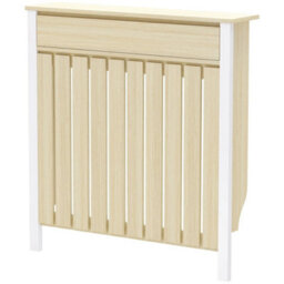 Radiator Cover With Drawer And Vertical Slats Oak - thumbnail 4