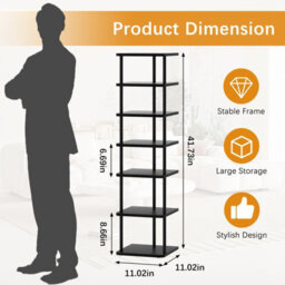 Huhote Stylish 7 Tier Shoe Rack Narrow Metal Organizer For Small Spaces Black Shoe Stand Shoe Shelf For Entryway Front Door - thumbnail 4