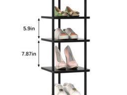 Huhote Stylish 7 Tier Shoe Rack Narrow Metal Organizer For Small Spaces Black Shoe Stand Shoe Shelf For Entryway Front Door - thumbnail 8