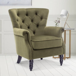 Velvet Sage Green Accent Wingback Chair - thumbnail 1