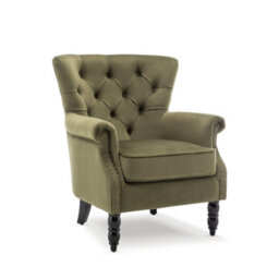 Velvet Sage Green Accent Wingback Chair - thumbnail 4