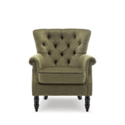 Velvet Sage Green Accent Wingback Chair - thumbnail 3