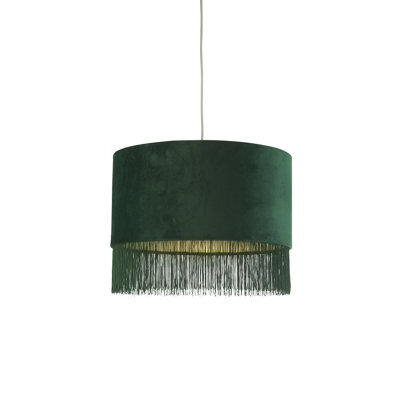 Lighting Collection Velvet Fringe Shade Green - image 1