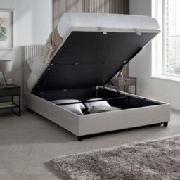 Avery Stone Grey Fabric Ottoman Storage Bed Frame - 4Ft6 Double - thumbnail 3