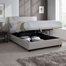 Avery Stone Grey Fabric Ottoman Storage Bed Frame - 4Ft6 Double - thumbnail 2