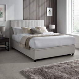 Avery Stone Grey Fabric Ottoman Storage Bed Frame - 4Ft6 Double - thumbnail 1