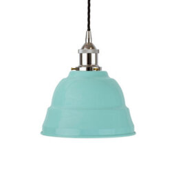 Duck Egg Blue Lincoln Painted Dome Pendant Light With Nickel Lamp Holder And Black Twisted Cable - Se Home - thumbnail 1