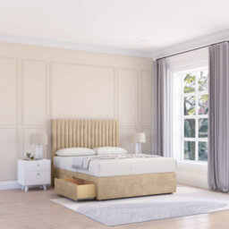 "Sloomy 4Ft Manhattan Divan Bed Base Almond Coinston ,2 Drawers & 26"" Struts Headboard - Small Double" - thumbnail 1